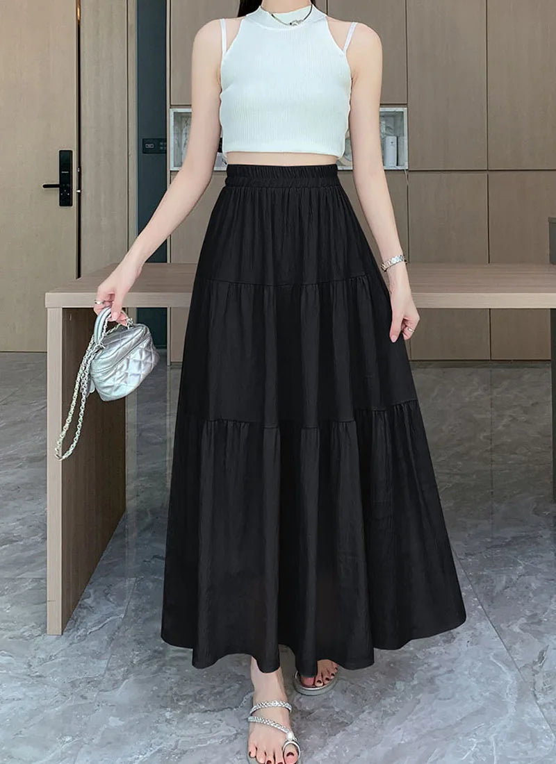 Chic High-Waist Patchwork Skirt