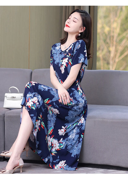 Floral Elegance Short Sleeve Dress