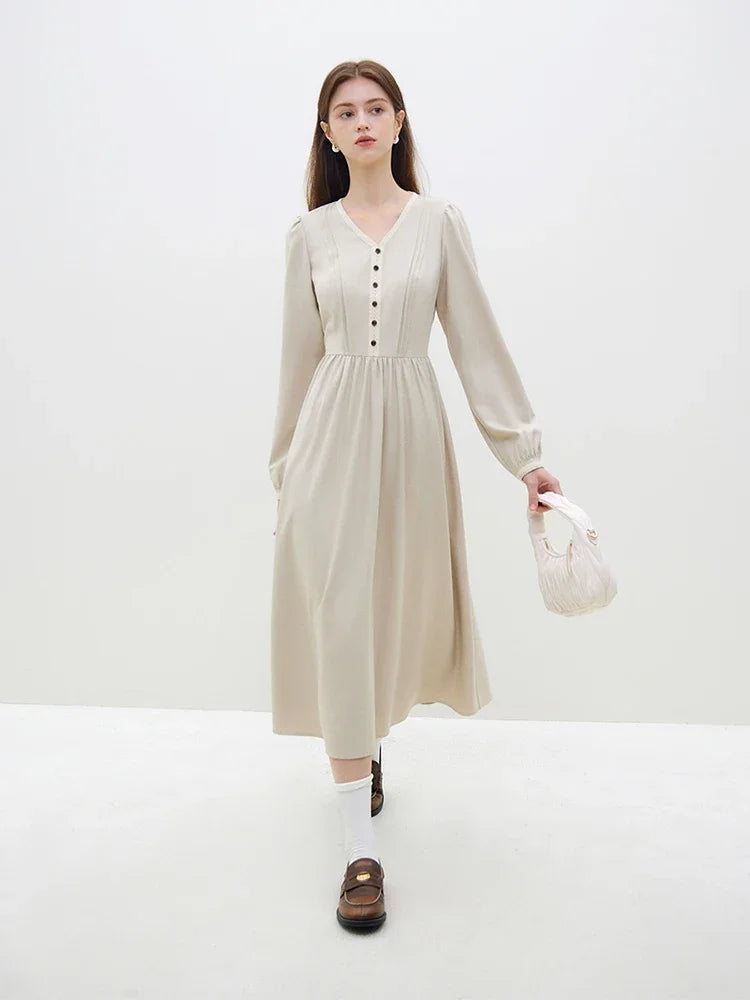 Elegant Embrace: French Retro V-Neck Dress for Women