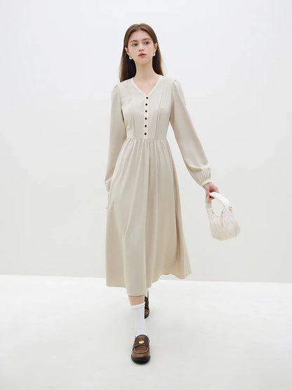 Elegant Embrace: French Retro V-Neck Dress for Women