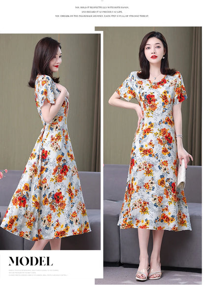 Floral Elegance Short Sleeve Dress