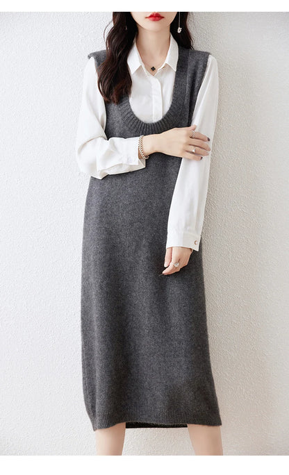 Cozy Chic: Long Cashmere Vest Dress