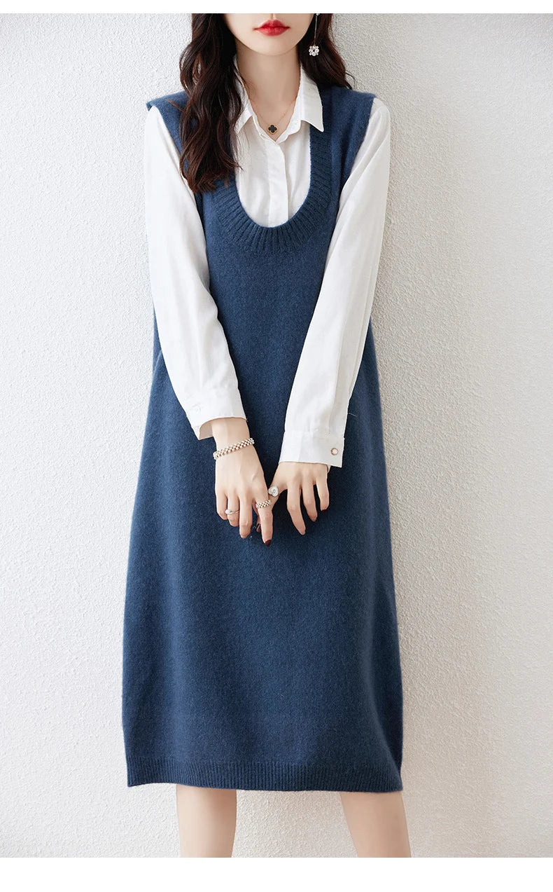 Cozy Chic: Long Cashmere Vest Dress