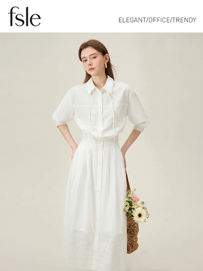 Elegant Summer White Shirt Dress Ensemble