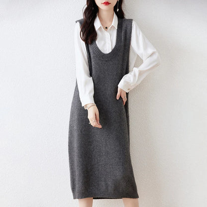 Cozy Chic: Long Cashmere Vest Dress