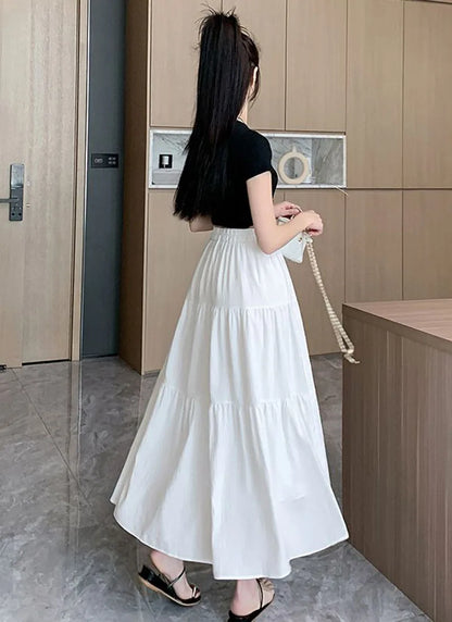 Chic High-Waist Patchwork Skirt