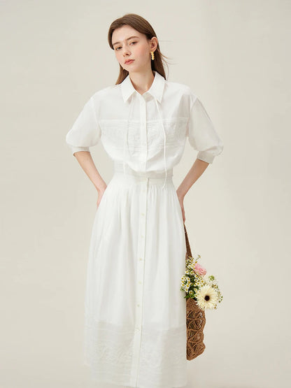 Elegant Summer White Shirt Dress Ensemble