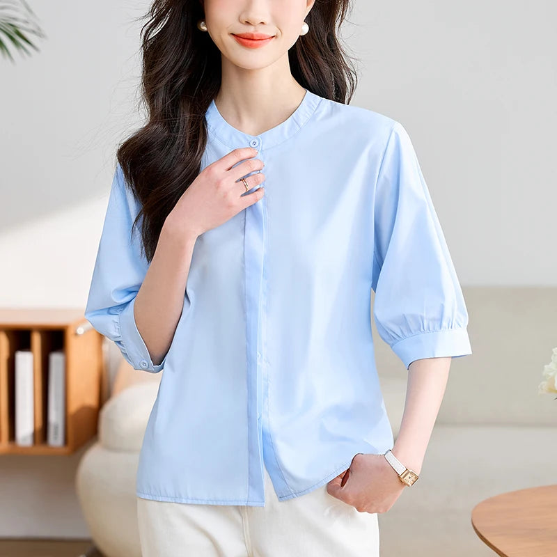 Coastal Breeze: Stylish Summer Blouse for Office and Casual Wear