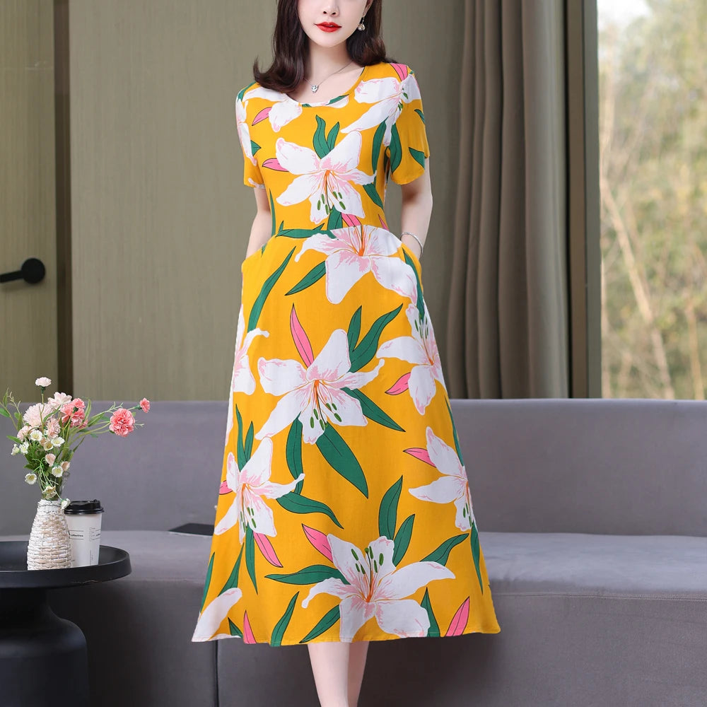 Floral Elegance Short Sleeve Dress