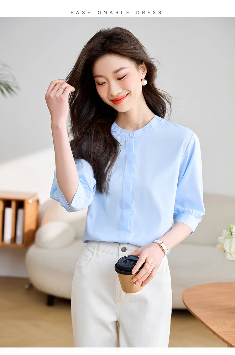 Coastal Breeze: Stylish Summer Blouse for Office and Casual Wear