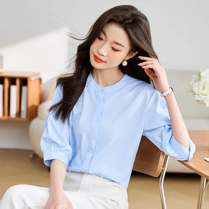 Coastal Breeze: Stylish Summer Blouse for Office and Casual Wear