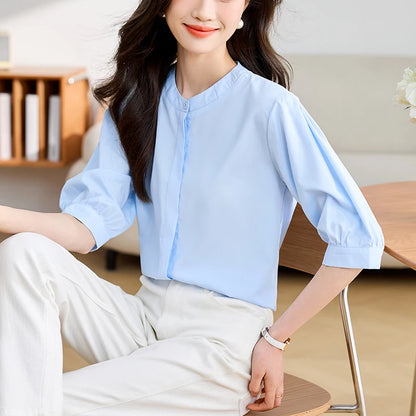 Coastal Breeze: Stylish Summer Blouse for Office and Casual Wear